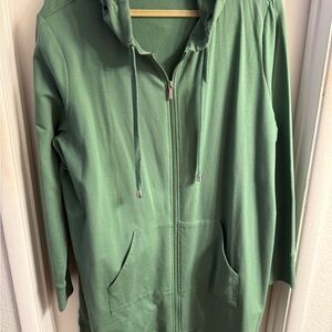 Denim&Co Light Green Zip-Up Hoodie